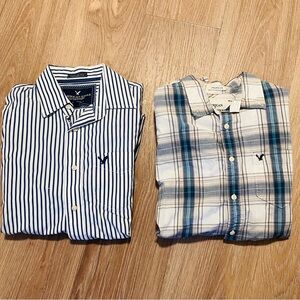 Save on shipping! American Eagle Outfitters Men's Striped and Plaid Shirt Set